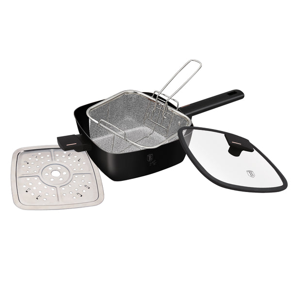 Set Tigaie Pătrată cu Capac și Accesorii | 4 Piese