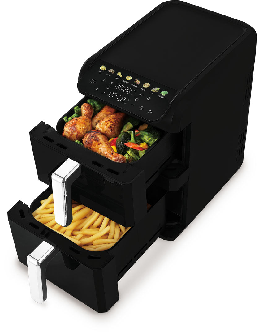Airfryer cu Două Coșuri și Fereastră Vizibilă (10 L)